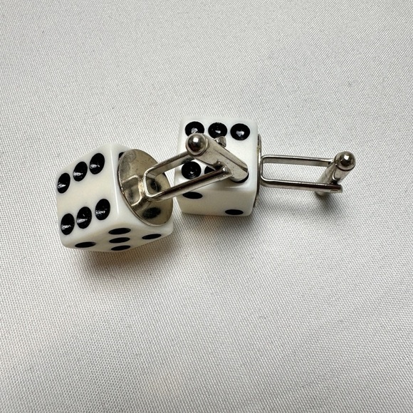 White Dice Cuff Links - Picture 2 of 4